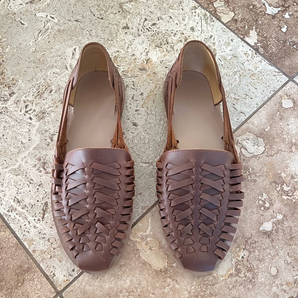 Nisolo Brown Woven Leather Huarache Loafers
